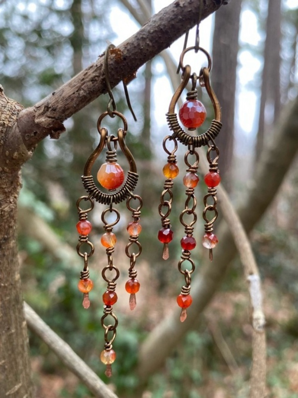 Handcrafted Carnelian Chandelier Earrings